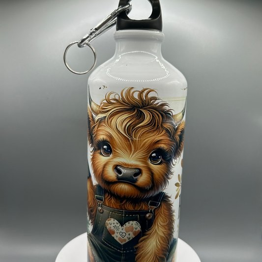 20 OZ Sports Water Bottle - Girl Loves Highland Cows